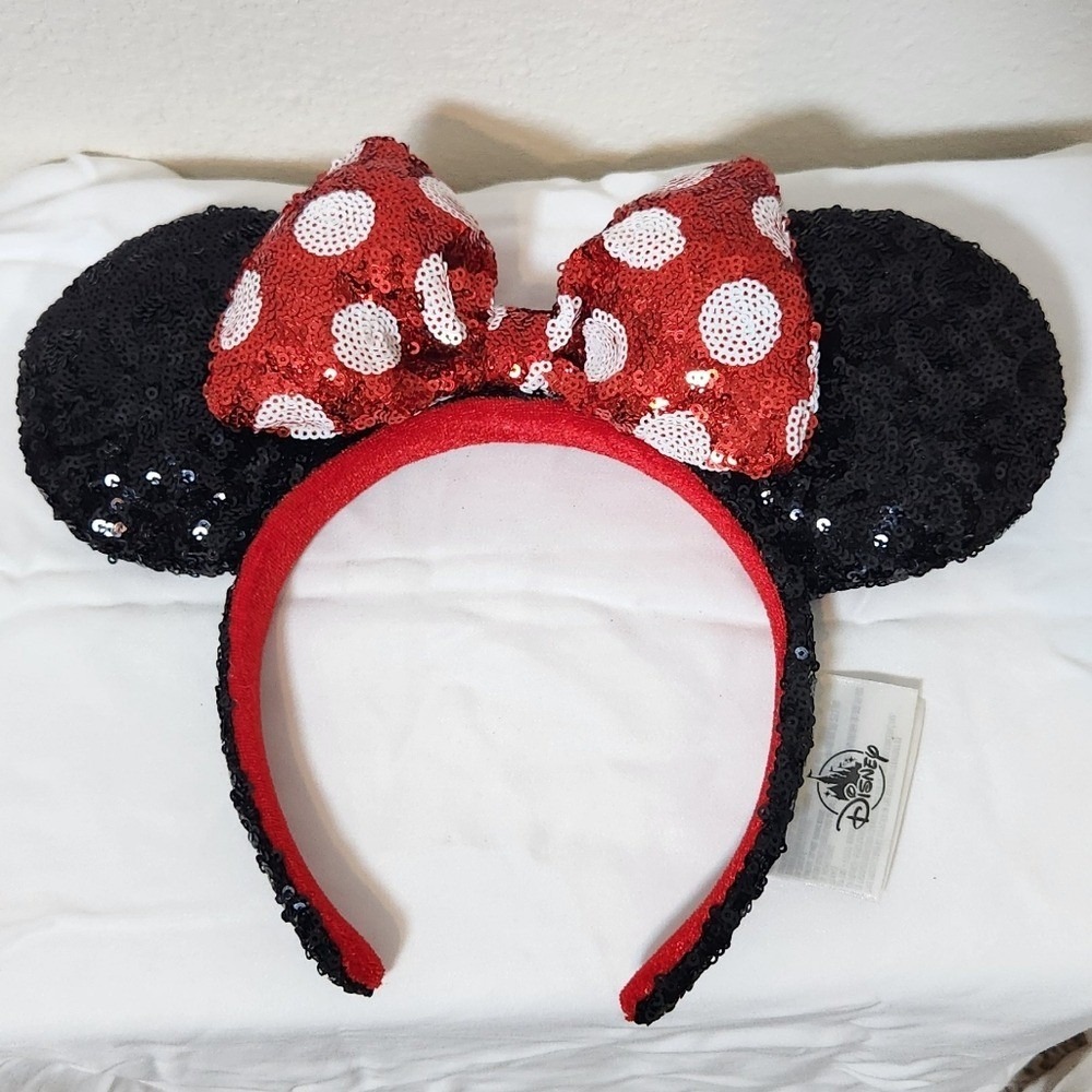 Walt Disney World‎ Minnie Mouse Girls Sequin Ears Polka Dot Bow Headband Cosplay